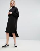 Adpt Ladder Turtleneck Jersey Midi Dress - Black