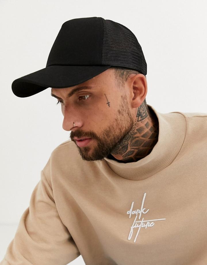 Asos Design Trucker Cap In Black