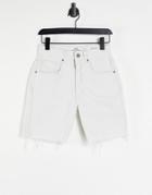 Cotton: On Straight Denim Bermuda Short In Ecru-white
