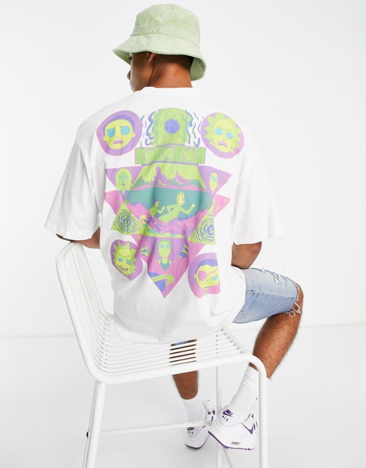 Pull & Bear X Rick And Morty T-shirt With Back Print In White