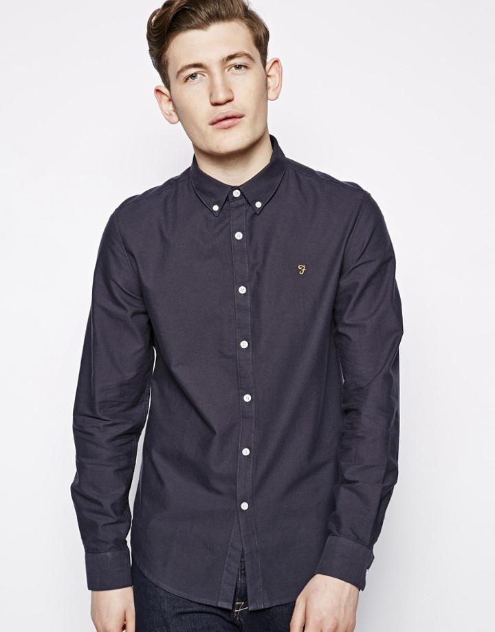 Farah Oxford Shirt In Slim Fit - Blue