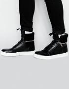 Asos Hi-top Sneakers With Zip Cuff - Black