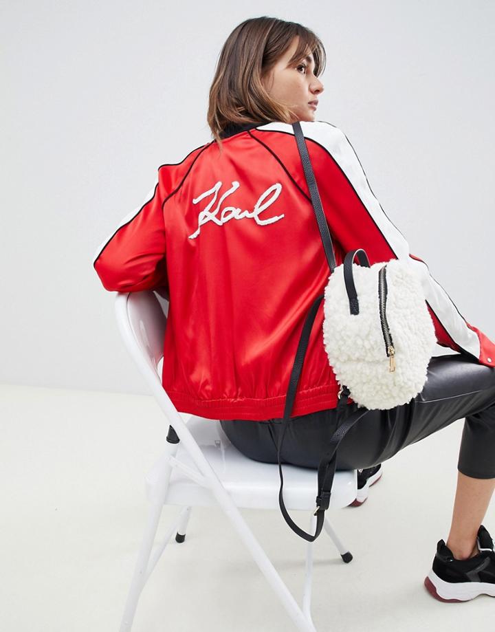 Karl Lagerfeld Varsity Jacket With Embellished Logo - Red