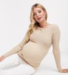 Asos Design Maternity Crew Neck Ribbed Sweater-neutral