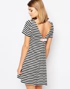 Reclaimed Vintage X Liquid Lunch Striped Shift Dress With Bow Back - Multi