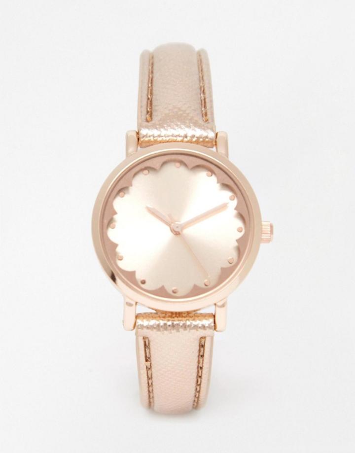 New Look Scallop Face Rose Gold Watch - Gold