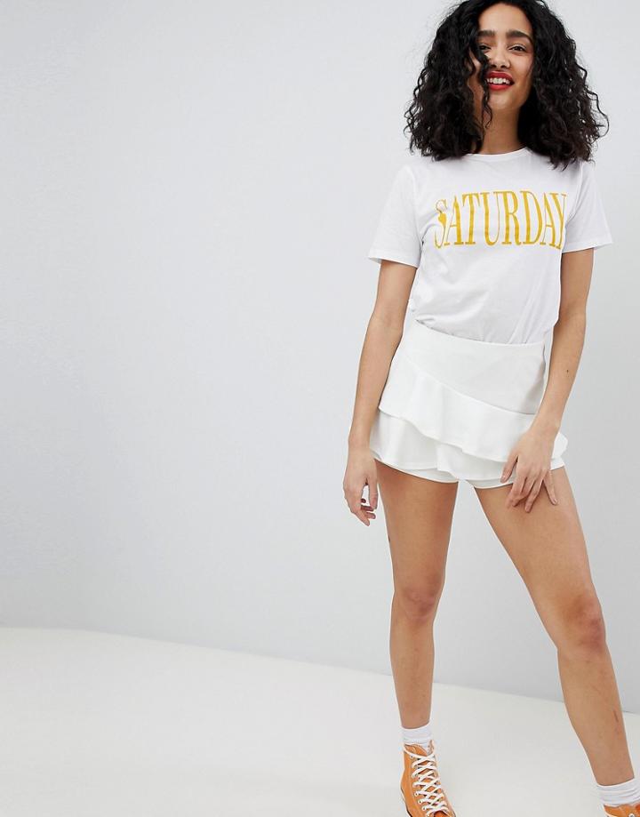 New Look Frill Skort - Cream