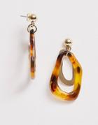 Pieces Abstract Tortoise Shell Drop Earrings-brown