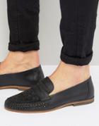 Asos Loafers In Woven Black Leather - Black