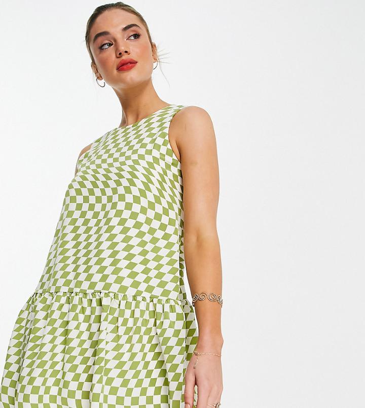 Annorlunda Cami Smock Dress In Checkerboard Print-multi