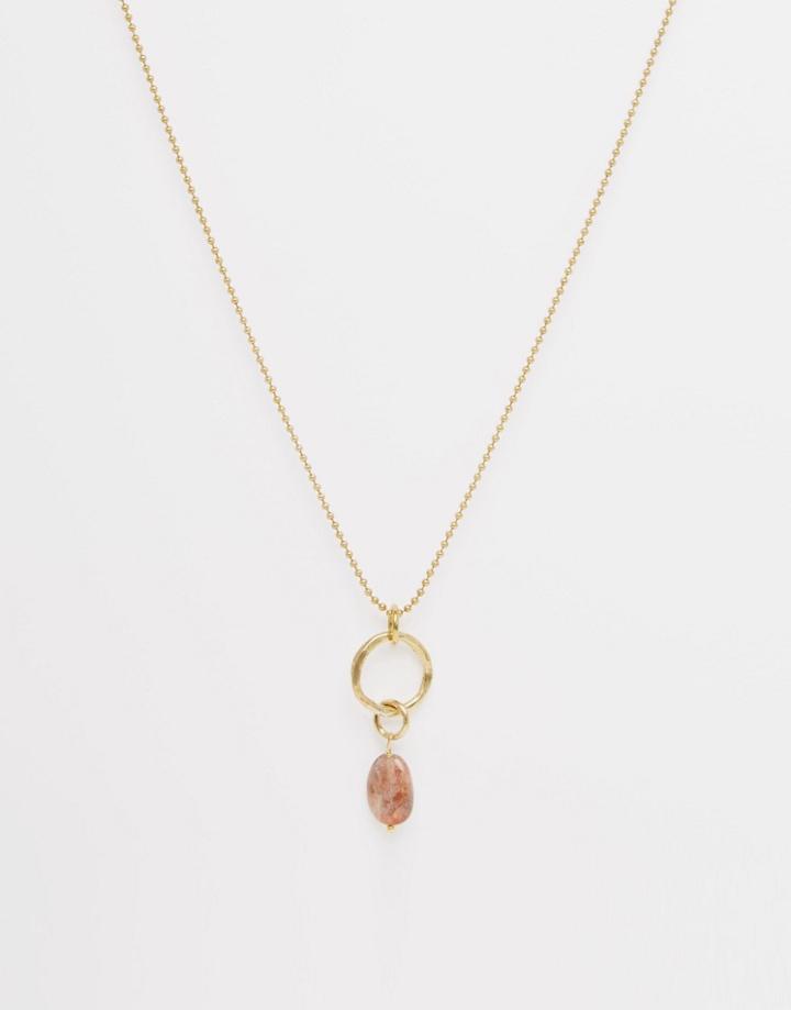 Mirabelle Brass Sandstone Necklace On Brass Ball 85cm Chain - Gold
