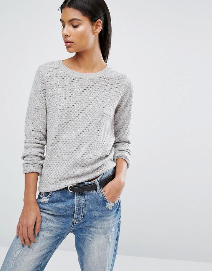 Vila Open Knit Sweater - Gray