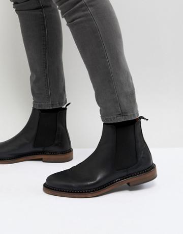 Walk London Leather Star Chelsea Boots - Black