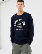 Abercrombie & Fitch Large Logo Sweatshirt In Navy
