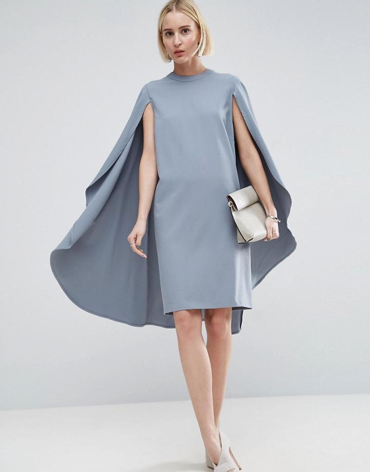 Asos White Cape Back Midi Dress - Gray
