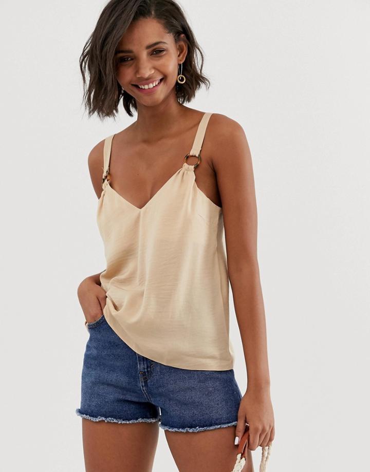 Asos Design Cami With Ring Detail-pink