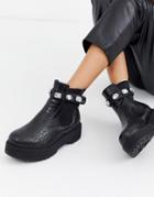 Simmi London Fest Chunky Ankle Boots With Embellishments In Black