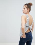 Asos Design Sleeveless Twist Back Top In Stripe - Multi