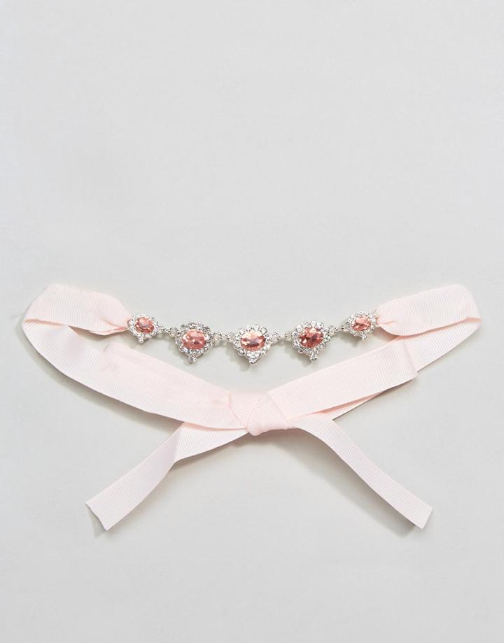 Johnny Loves Rosie Statement Ribbon Tie Necklace - Cream