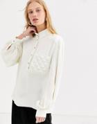 & Other Stories Capsule Pocket-detail Grandad Collar Blouse In Off White