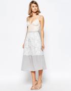 Lost Ink Occasion Skirt With Lace Overlay Detail - Multi