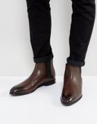 Hugo By Hugo Boss Dressapp Burnished Calf Leather Chelsea Boots In Brown - Brown