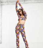 Collusion Daisy Print Flared Pants In Multi