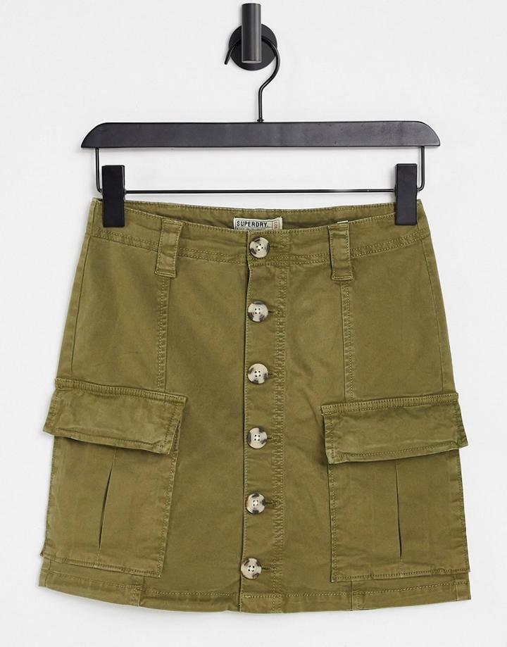 Superdry Alchemy Cargo Mini Skirt In Olive-green