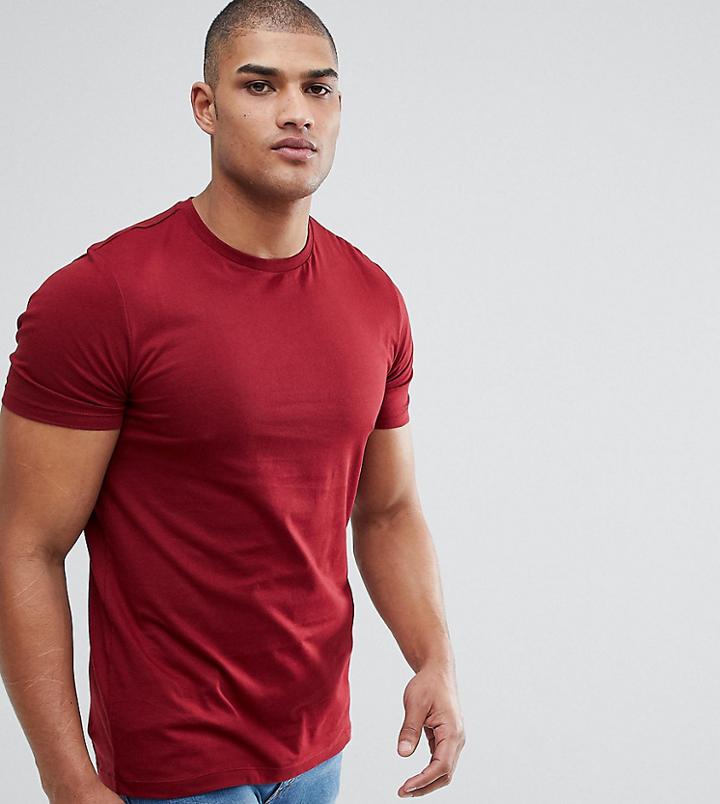 Asos Tall T-shirt With Crew Neck In Red - Red