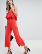 Oh My Love Frill Front Culotte Jumpsuit - Orange