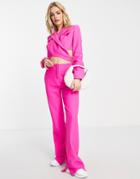 Topshop Slim Fit Flare Pants In Bright Pink