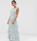 Maya All Over Embellished Tiered Maxi Dress In Ice Blue