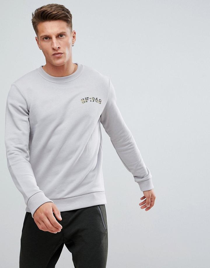 Esprit Sweatshirt With 1968 Print - Gray