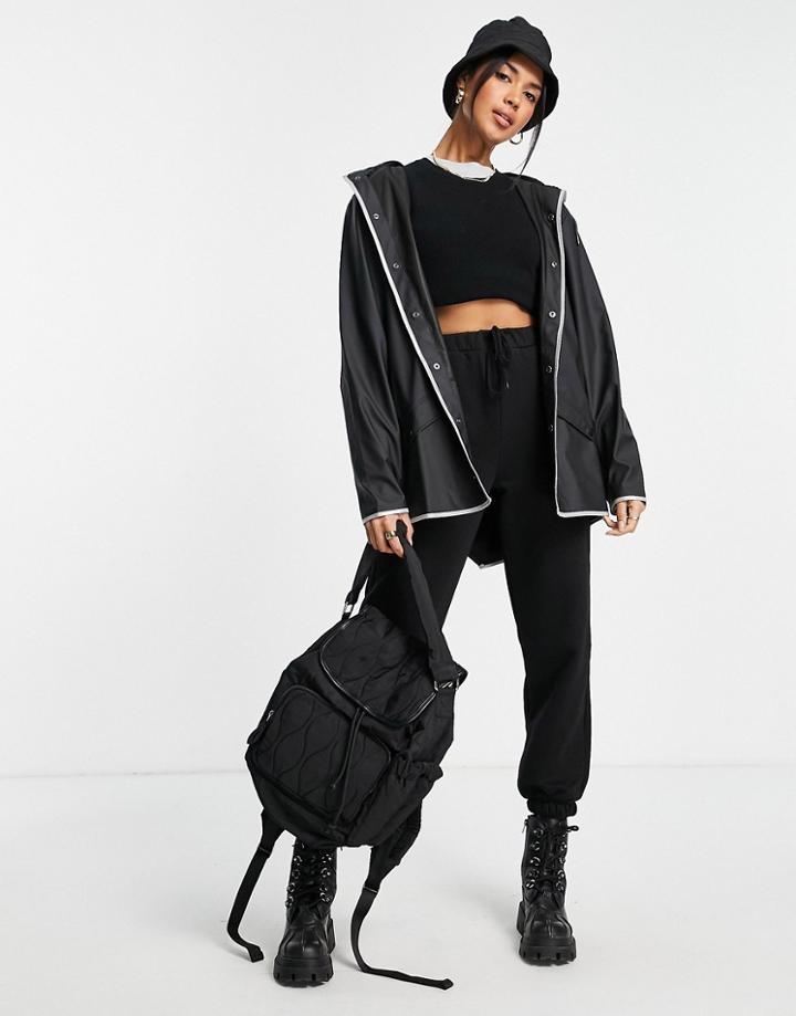 Rains 1201 Relaxed Rain Jacket In Black Reflective