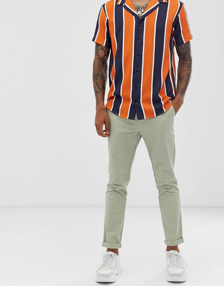Asos Design Slim Chinos In Light Green