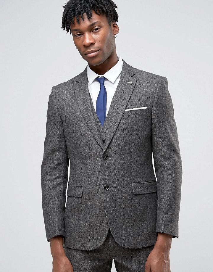 Original Penguin Formal Brown Herringbone Suit Jacket - Brown