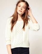 A Wear Cable Dipped Hem Sweater - Beige