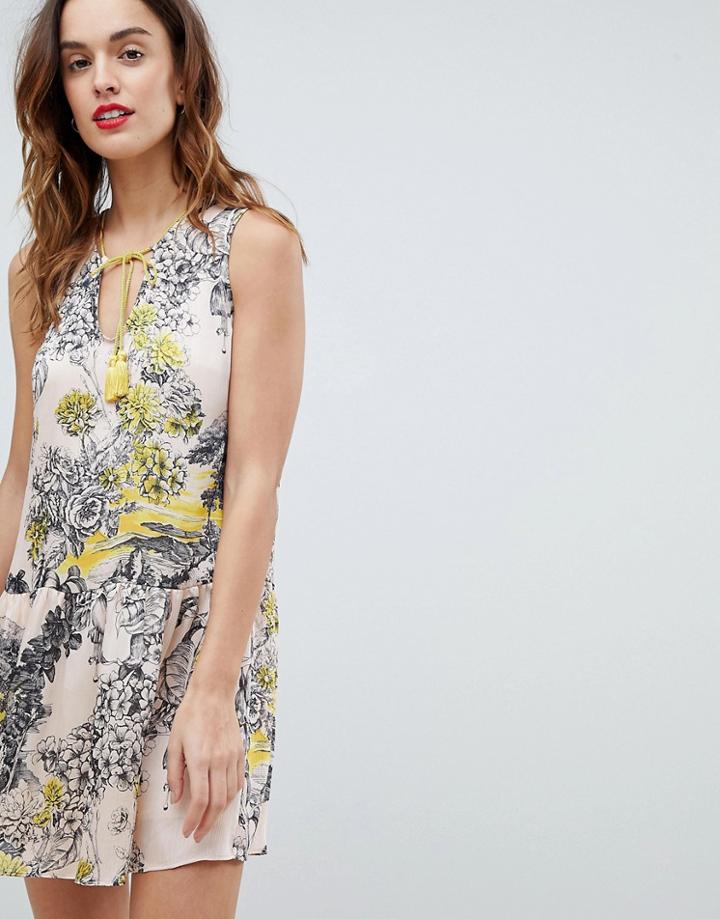 Sisley Printed Drop Hem Dress - Pink