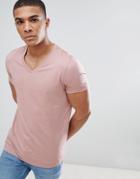Asos Design T-shirt With V Neck In Pink - Pink