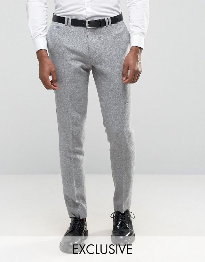 Noak Skinny Suit Pants With Turn Up - Gray