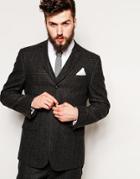 Asos Slim Fit Suit Jacket In Dogstooth - Charcoal