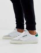 Adidas Originals Continental 80 Vulc Sneakers In Leather With Green Tab-white