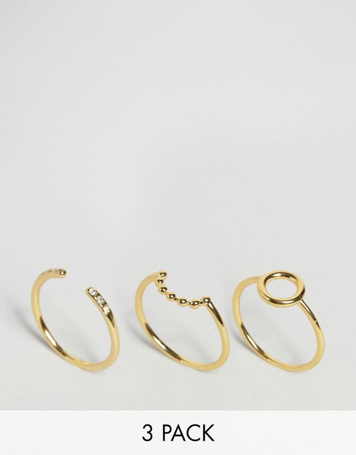 Orelia Open Circle Stone Ring Pack - Gold