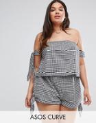 Asos Curve Bunny Tie Gingham Co-ord Top - Multi