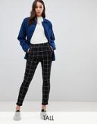 New Look Tall Grid Check Pants In Black - Black