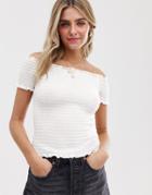 Jdy Off Shoulder Smock Top-white