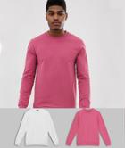 Asos Design Muscle Sweatshirt 2 Pack Pink/white-multi