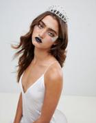 Asos Design Halloween Headband With Pearl And Crystal Design - Silver
