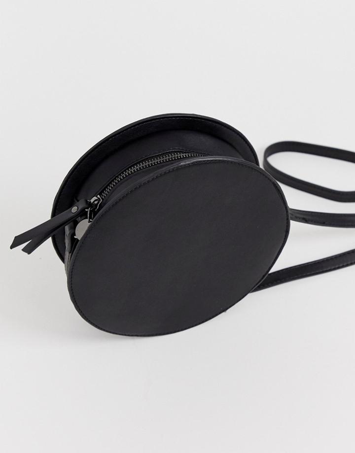 Pieces Round Cross Body Bag In Black - Black