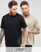 Asos Oversized T-shirt 2 Pack Save 18% In White/beige